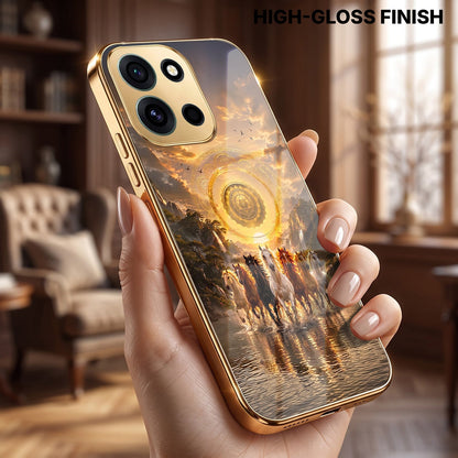 OnePlus Nord 6 5G Celestial Seven Horses Gold Electroplated Glass Phone Back Case