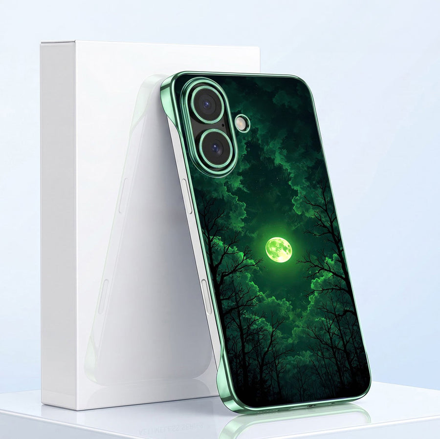 iPhone 16 Plus 5G Midnight Moon Green Printed  Frameless Back Case