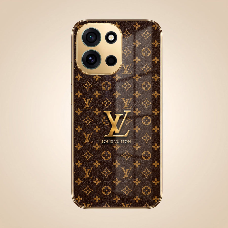 OnePlus Nord 6 5G LV Brown Monogram Gold Electroplated Glass Phone Back Case
