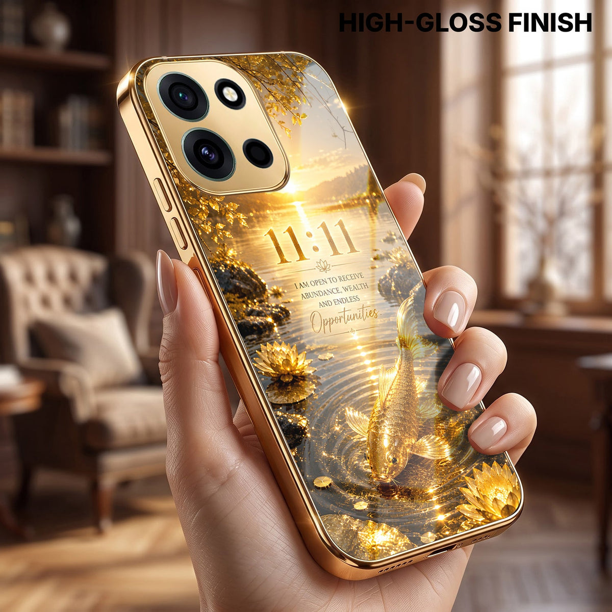 OnePlus Nord 6 5G 11:11 Manifestation Gold Electroplated Glass Phone Back Case