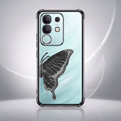 Vivo T4x 5G Premium Butterfly Glitter Stand Transparent Shockproof Airbag Phone Case