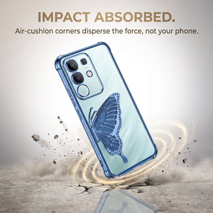 Vivo T4x 5G Premium Butterfly Glitter Stand Transparent Shockproof Airbag Phone Case