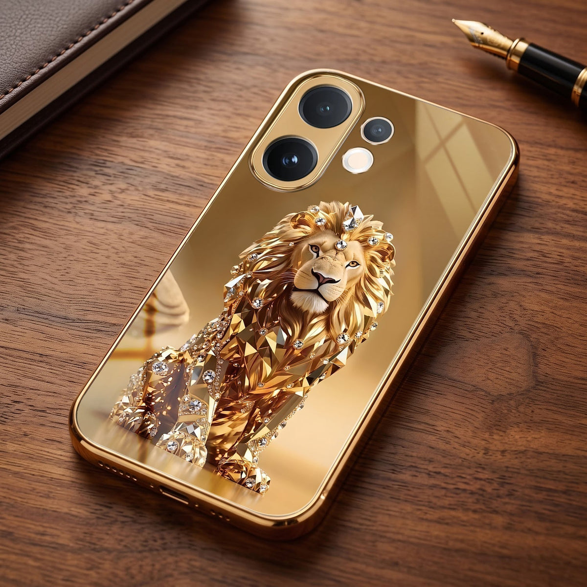 Vivo T4 Pro 5G Luxury Lion Gold Electroplated Glass Phone Back Case