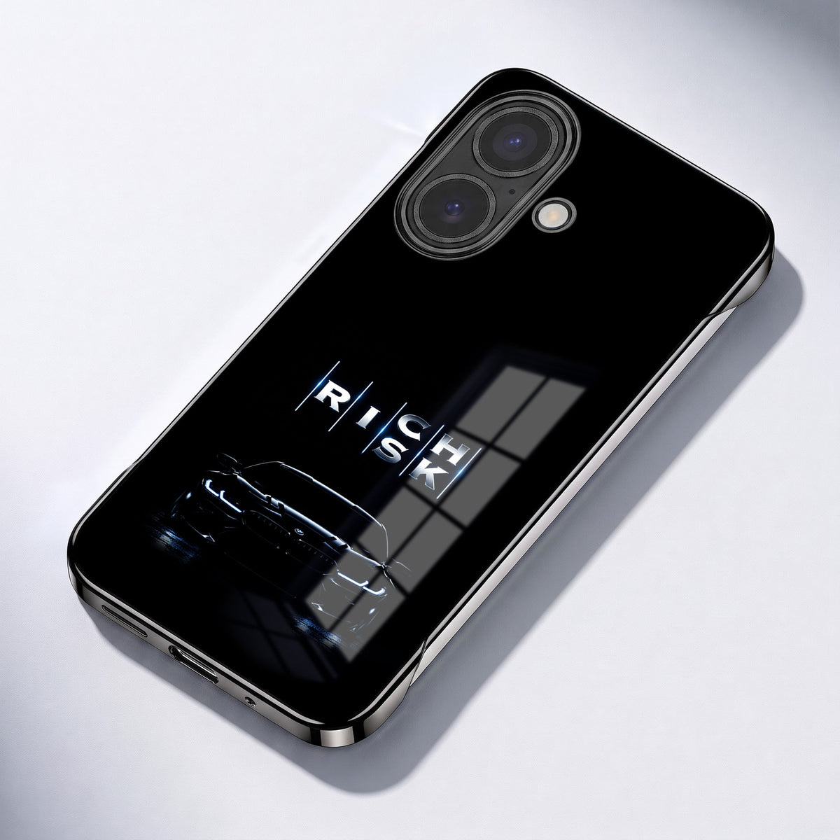 iPhone 16 Plus 5G Risk Black Printed  Frameless Back Case