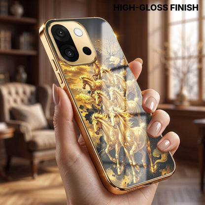 OnePlus 13s 5G Horses Royal Glory Gold Electroplated Glass Phone Back Case