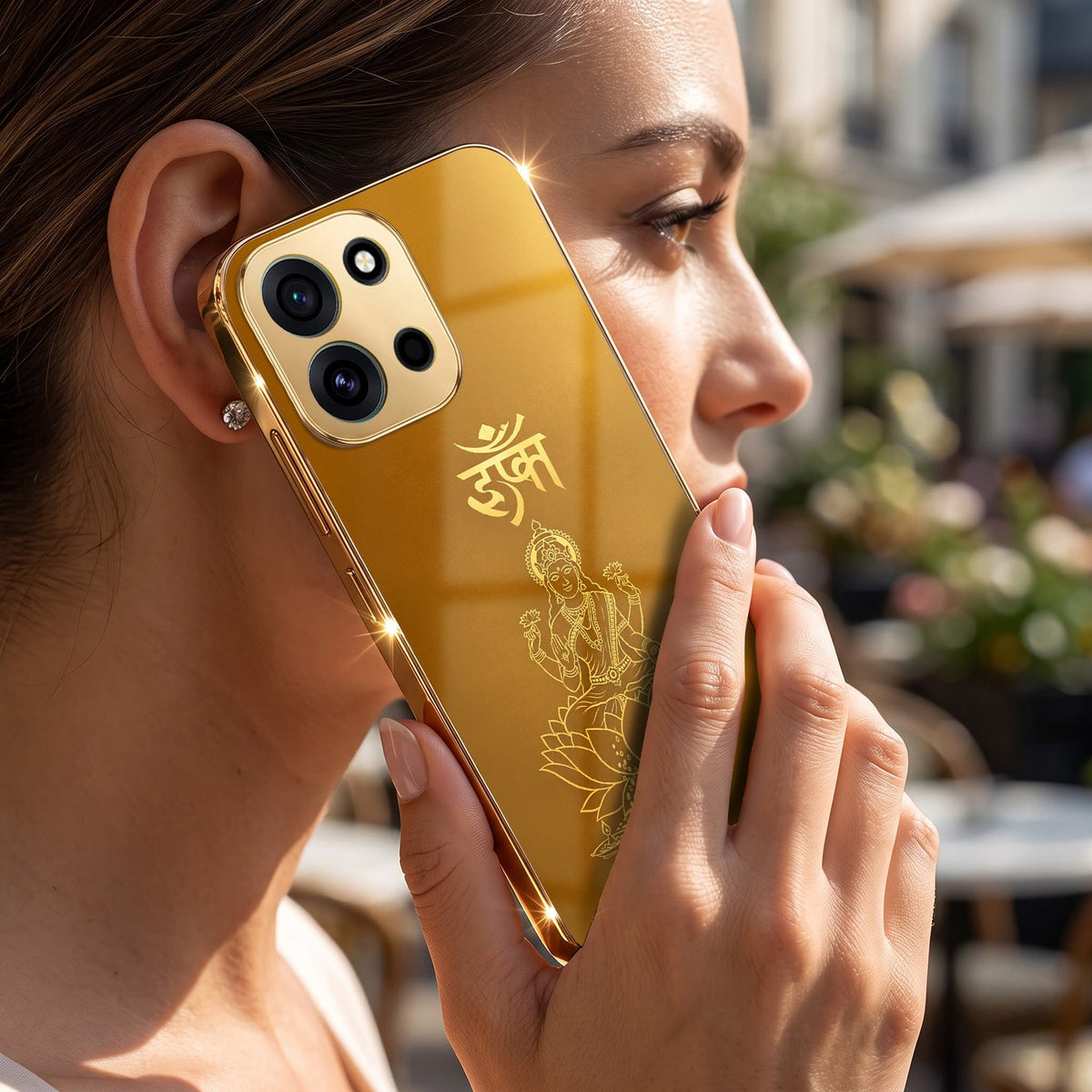 OnePlus Nord 6 5G Shree Lakshmi Divine Gold Electroplated Glass Phone Back Case