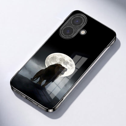 iPhone 16 5G Lunar Lion Black Printed  Frameless Back Case