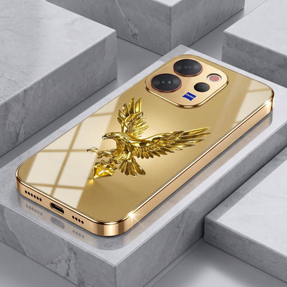 Vivo V70 5G Golden Eagle Gold Electroplated Glass Phone Back Case