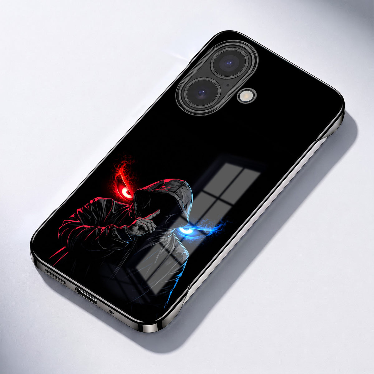 iPhone 16 Plus 5G Hooded Shadow Black Printed  Frameless Back Case