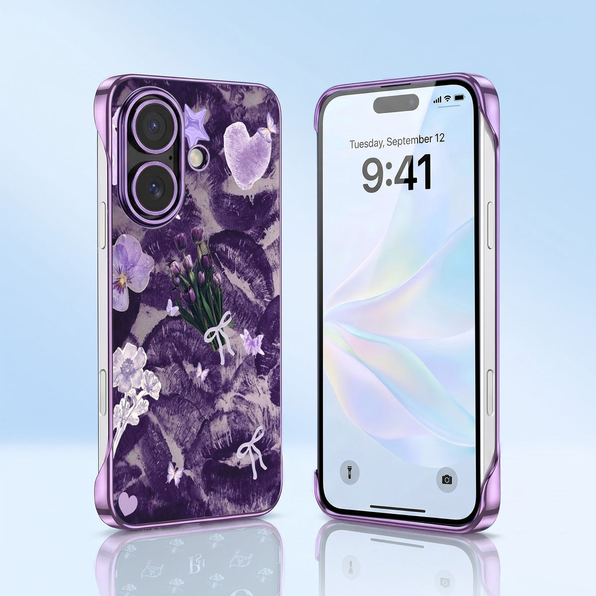 iPhone 16 Plus 5G Lavender Kiss Purple Printed  Frameless Back Case