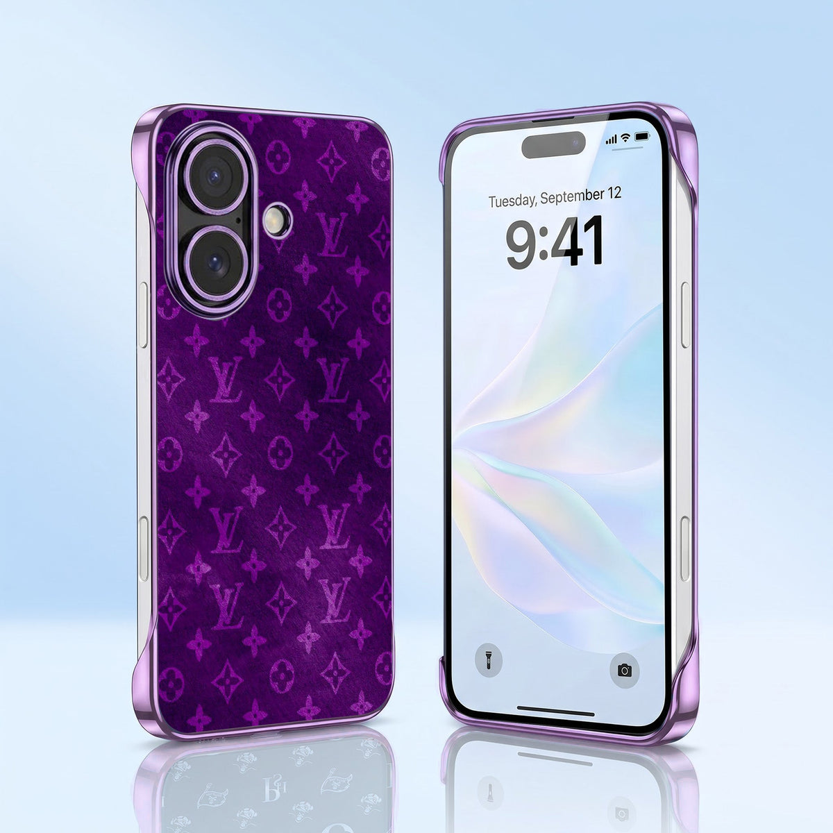 iPhone 16 Plus 5G Monogram LV Purple Printed  Frameless Back Case