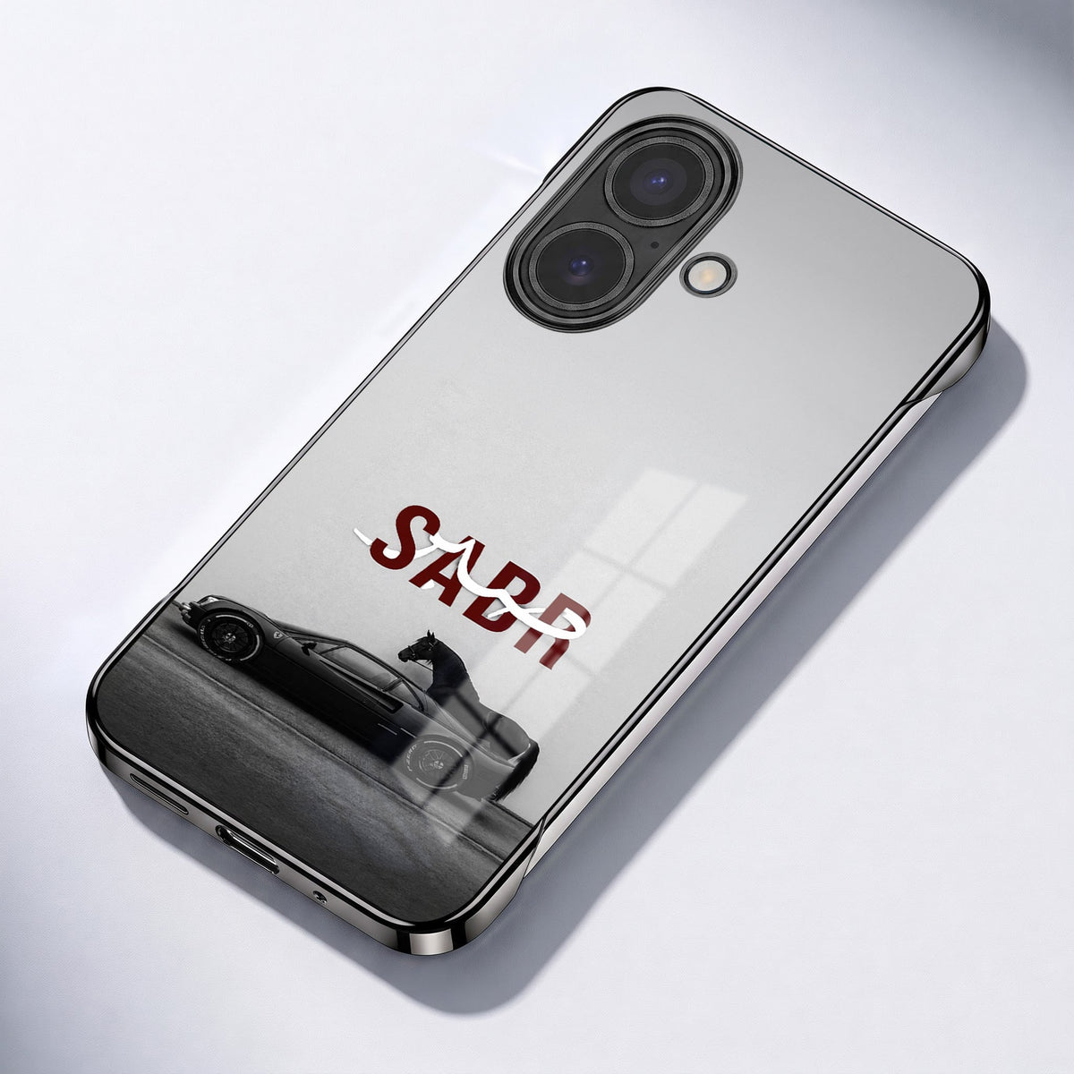 iPhone 16 5G SABR Black Printed  Frameless Back Case