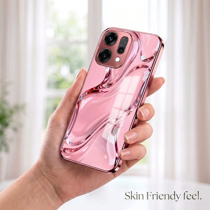 Oppo Reno 14 5G Crystal Wave Energy Pink Electroplated Glass Phone Back Case