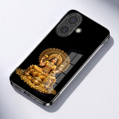iPhone 16 Plus 5G Maa Lakshmi Black Printed  Frameless Back Case