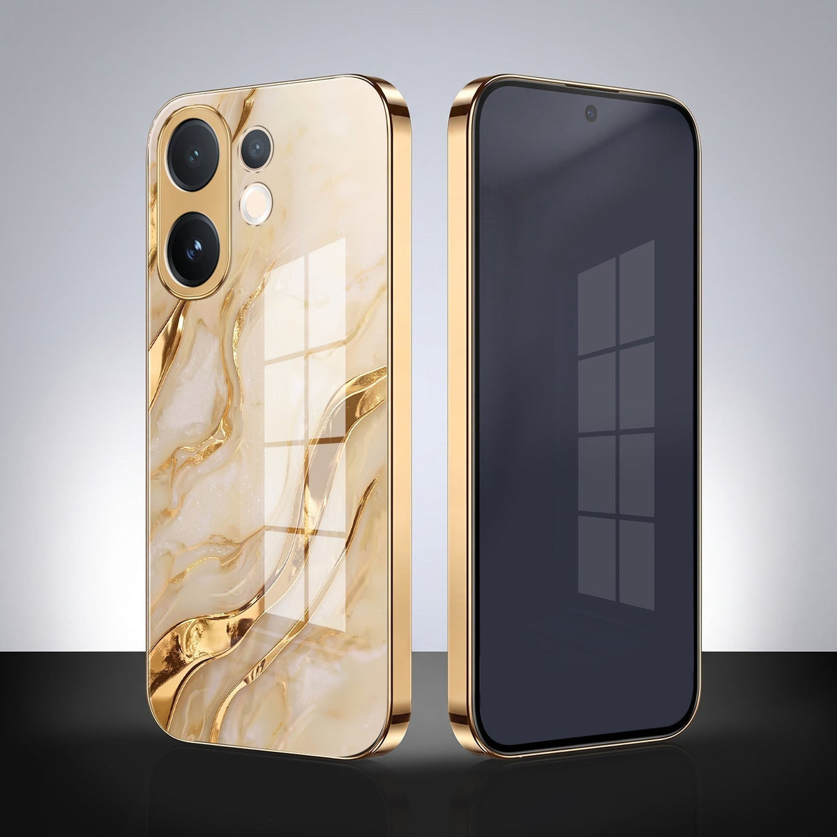 Vivo T4 Pro 5G Marvel Texture Gold Electroplated Glass Phone Back Case