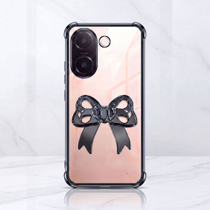 Vivo V60e 5G Stylish Bow Knot Stand Transparent Shockproof Airbag Phone Case