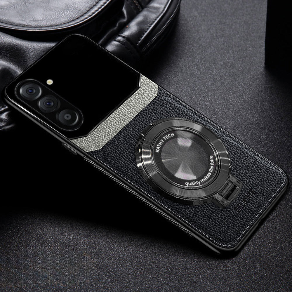 Samsung Galaxy A16 5G Original Luxury Leather Lens Magnifier Ring Stand Case