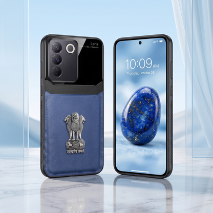 Vivo V27 5G Satyamev Jayate 3D Metal Leather Back Case