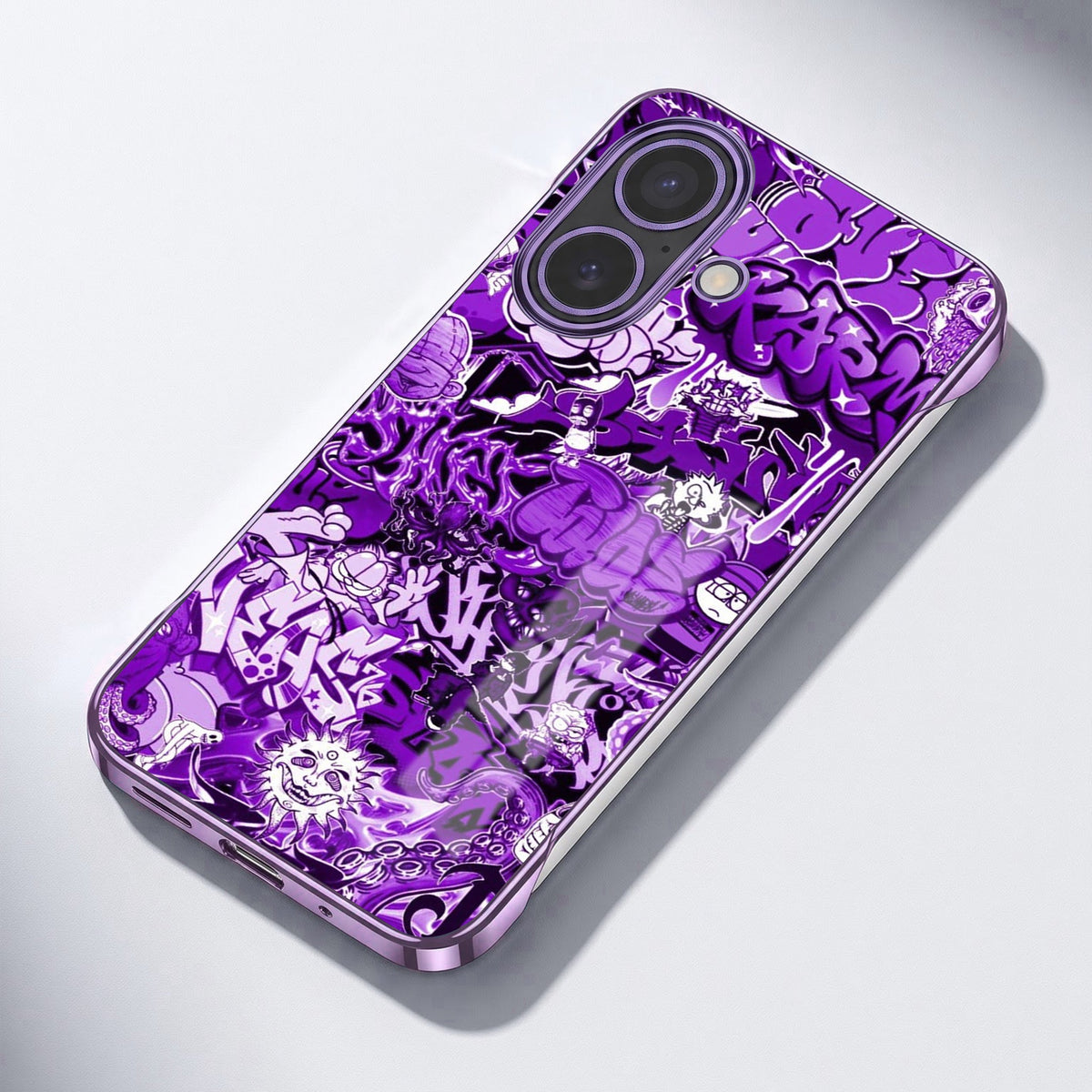 iPhone 16 Plus 5G Street Rush Purple Printed  Frameless Back Case