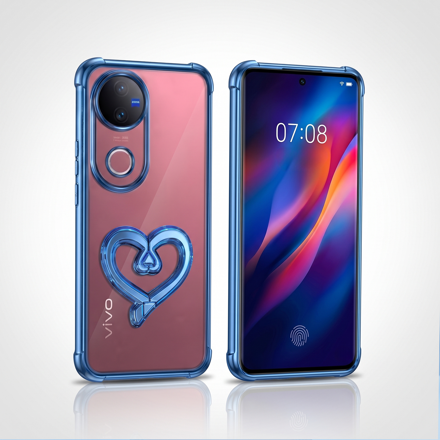 Vivo V50 5G Premium Heart Stand Transparent Shockproof Airbag Phone Case