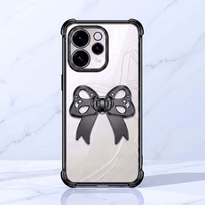 Oppo Reno 15 Pro Mini 5G Stylish Bow Knot Stand Transparent Shockproof Airbag Phone Case
