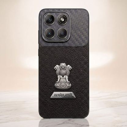 Motorola Edge 70 Fusion 5G Satyamev Jayate 2-in-1 Emblem Carbon Fiber Leather Phone Case