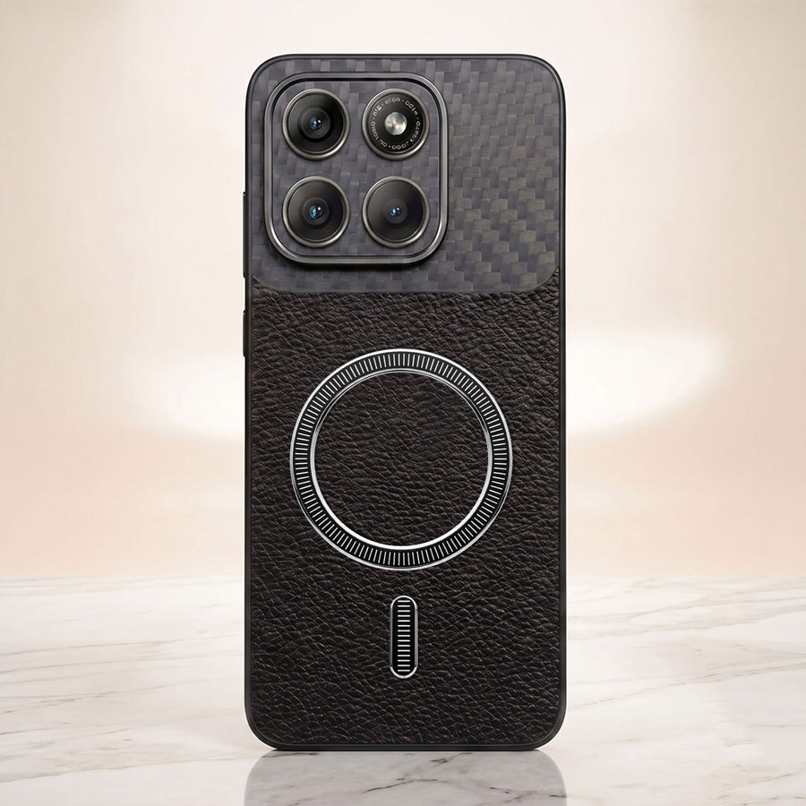 Motorola Edge 60 Pro 5G Carbon Fiber Leather Hybrid MagSafe Magnetic Case