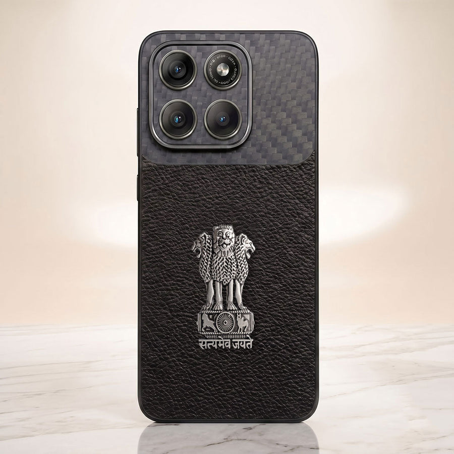 Motorola Edge 70 Fusion 5g Satyamev Jayate Carbon Fiber Leather Hybrid Phone Case