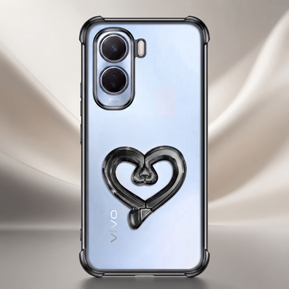 Vivo T5 Pro 5G Premium Heart Stand Transparent Shockproof Airbag Phone Case