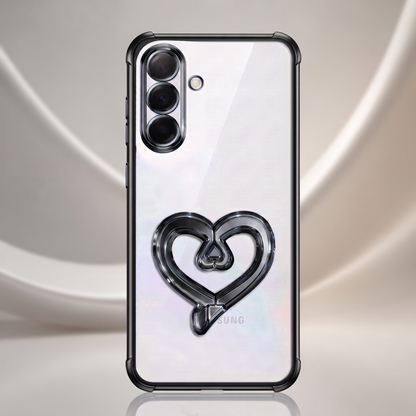 Samsung Galaxy A36 5G Premium Heart Stand Transparent Shockproof Airbag Phone Case