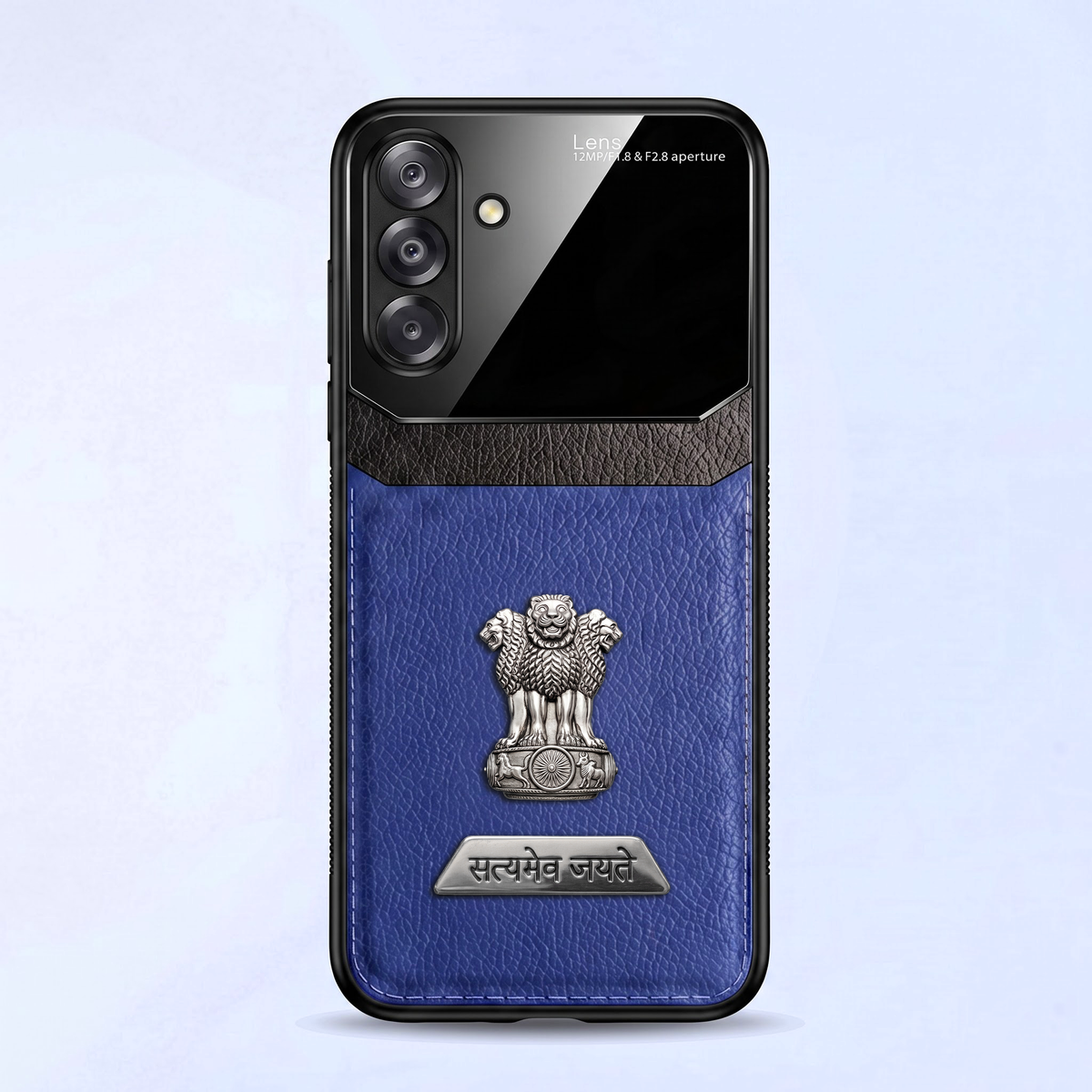 Samsung Galaxy M56 5G Satyamev Jayate 2-in-1 Emblem Leather Lens Protective Back Case
