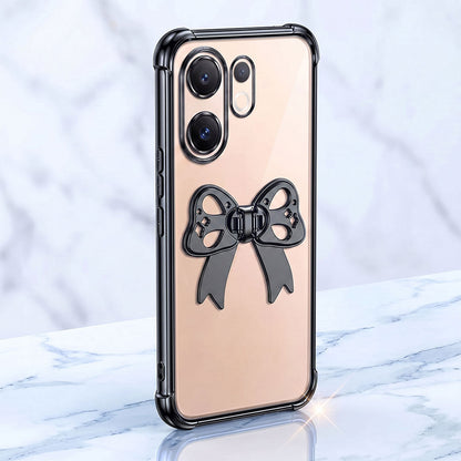 Vivo V60 5G Stylish Bow Knot Stand Transparent Shockproof Airbag Phone Case