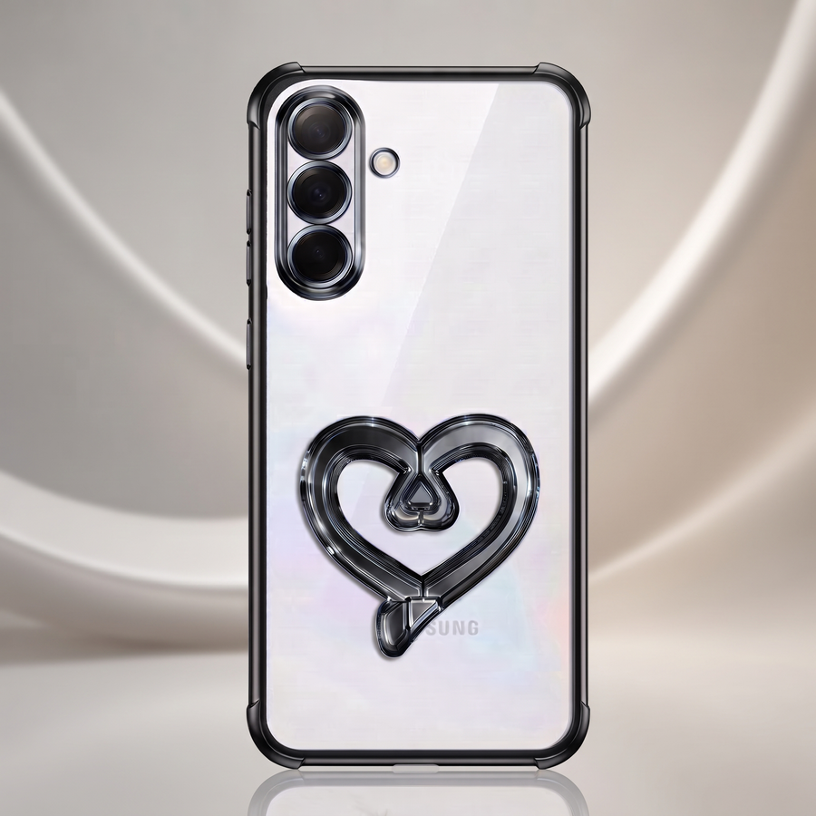 Samsung Galaxy A56 5G Premium Heart Stand Transparent Shockproof Airbag Phone Case