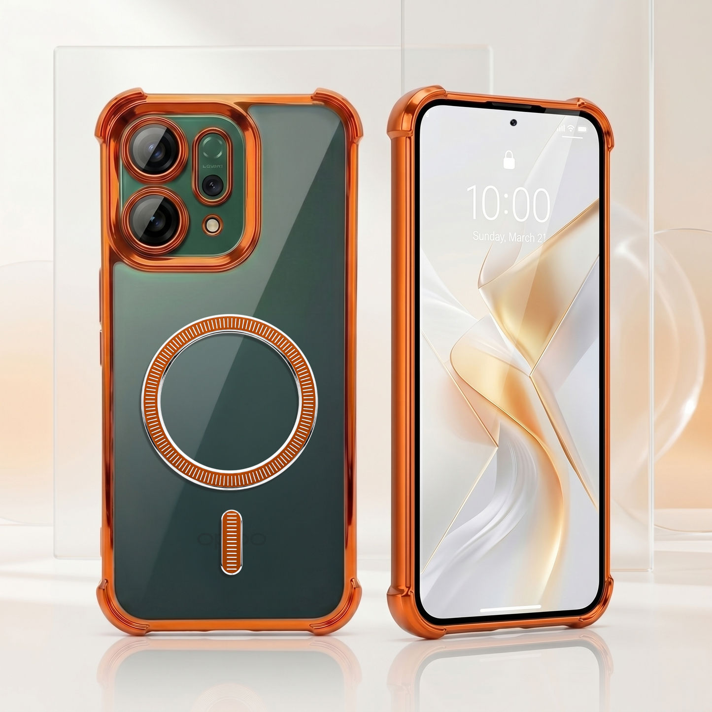 Oppo Reno 14 5G Premium Shockproof Transparent Airbag Cosmic Orange Case
