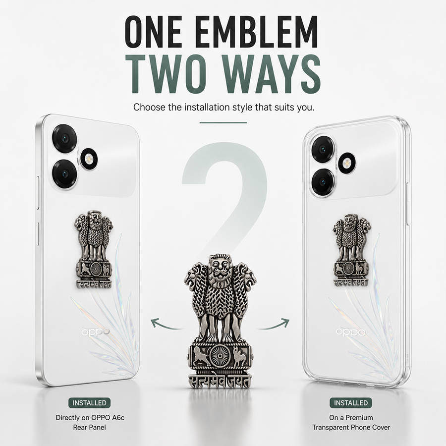 OPPO A6s 5G Compatible Satyamev Jayate 3D Metal Emblem Sticker