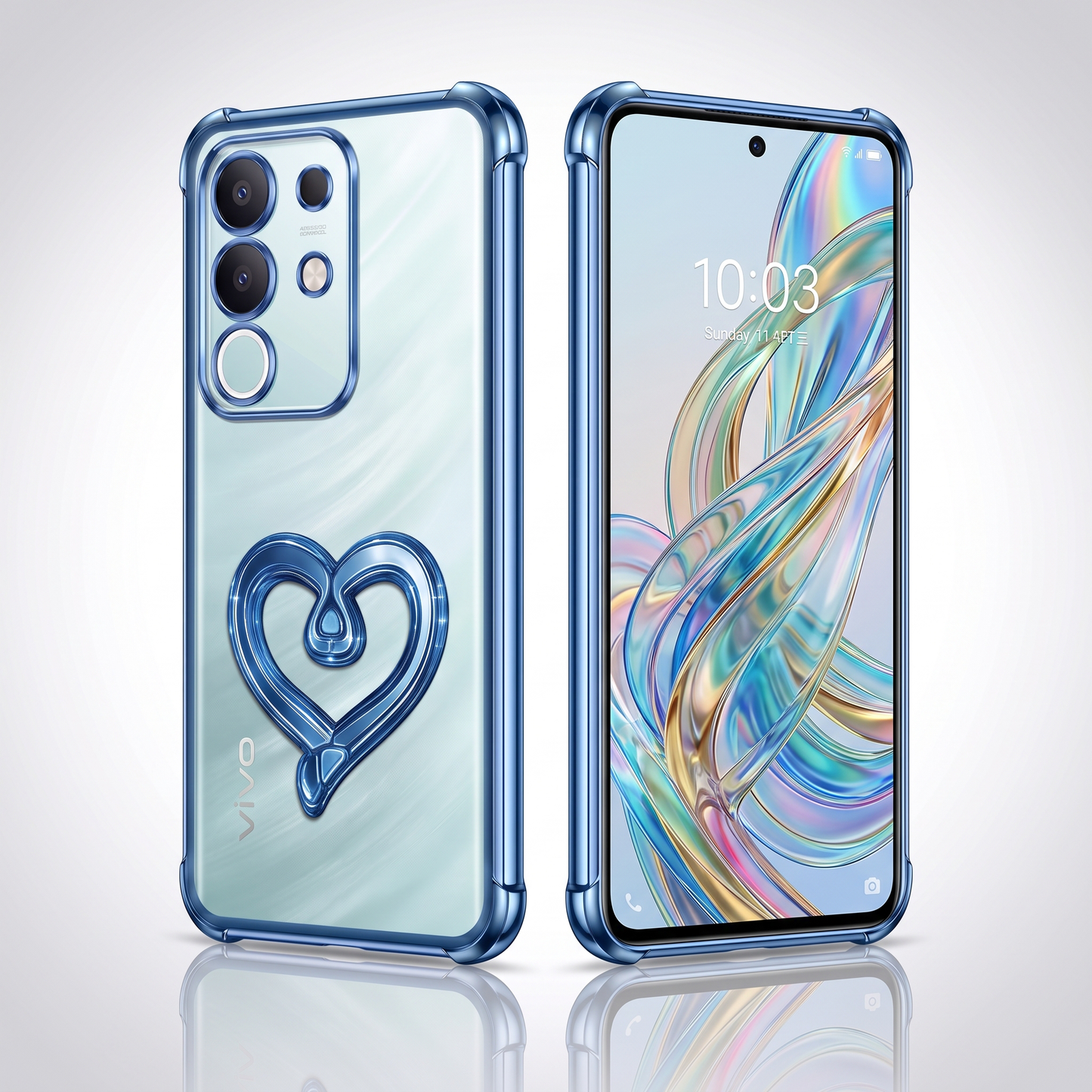 Vivo T4x 5G Premium Heart Stand Transparent Shockproof Airbag Phone Case