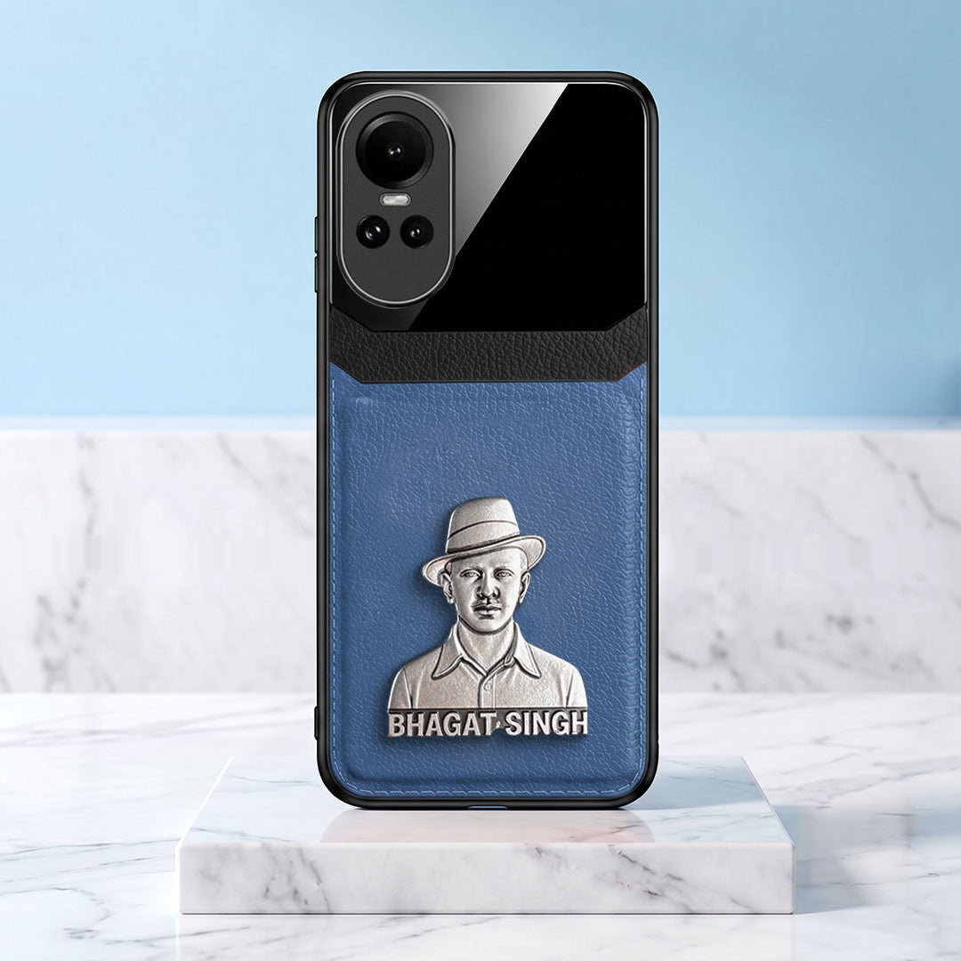 Oppo Reno 10 5G Shaheed Bhagat Singh 3D Metal Leather Back Case
