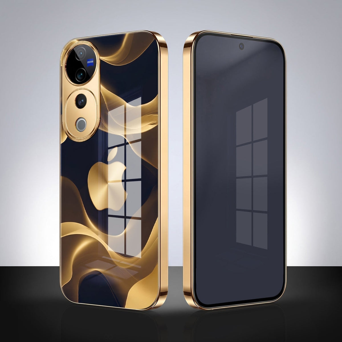 Vivo V40 Pro 5G Luxury Wave Gold Electroplated Glass Phone Back Case