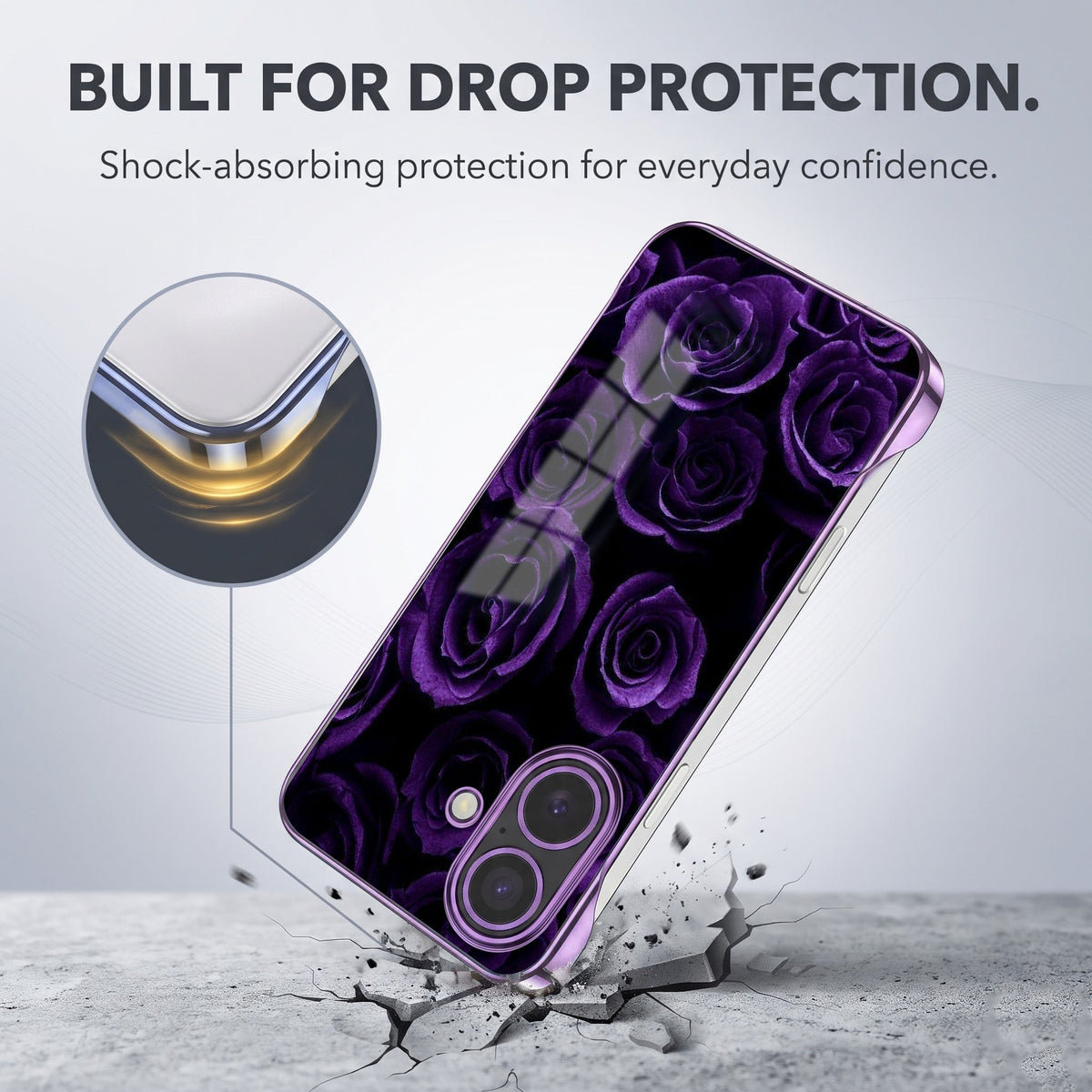 iPhone 16 Plus 5G  Rose Purple Printed  Frameless Back Case