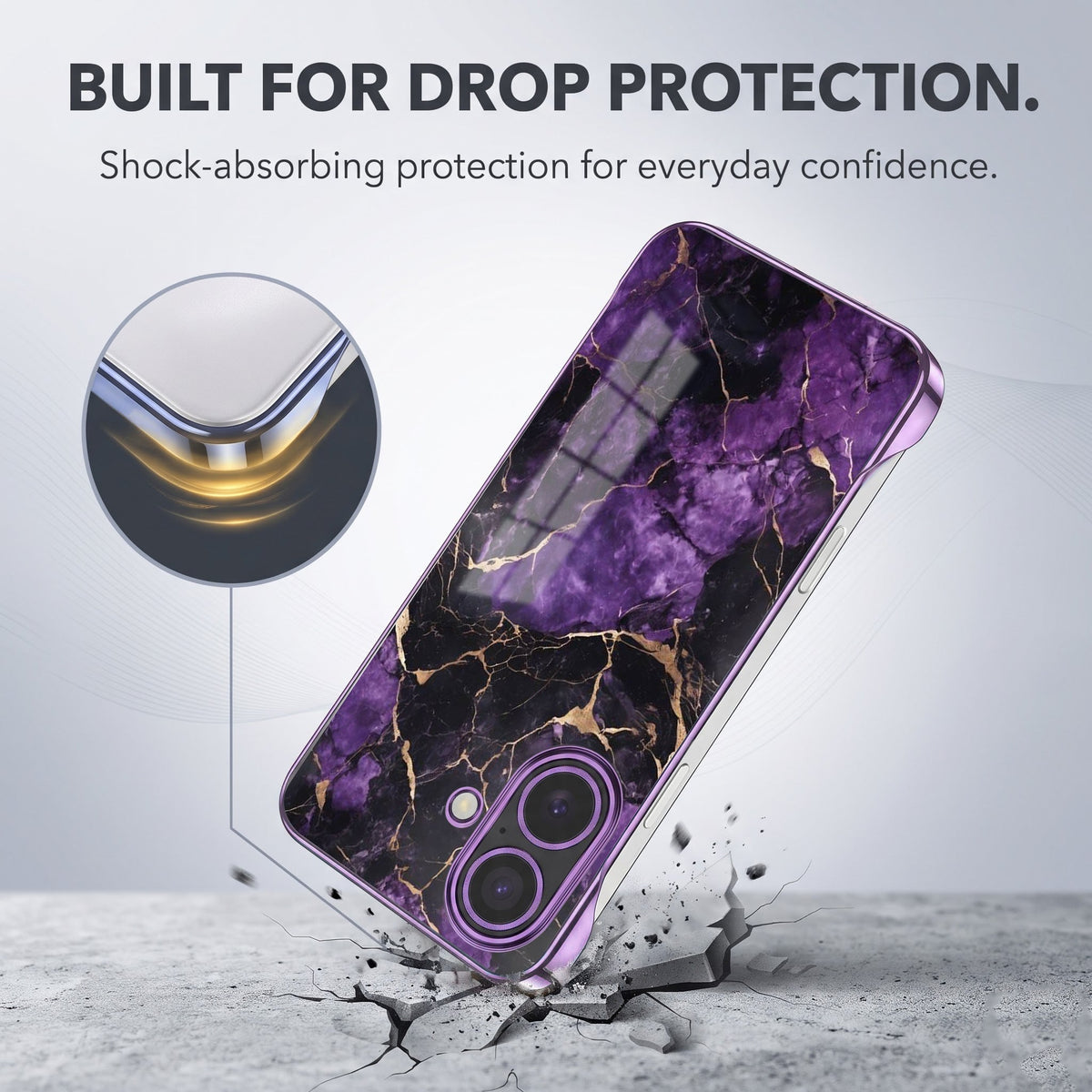 iPhone 16 Plus 5G  Mystic Marble Purple Printed  Frameless Back Case