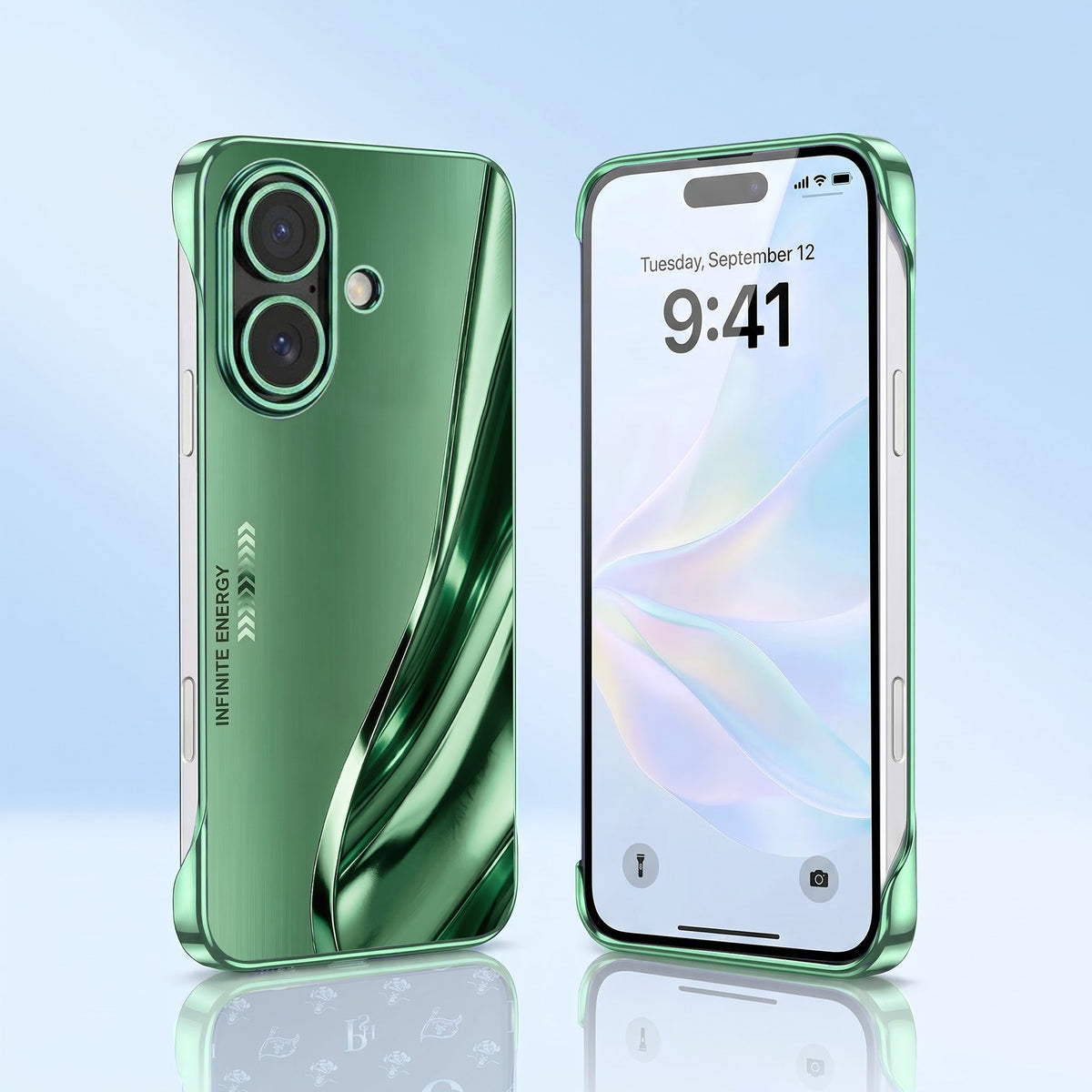 iPhone 16 Plus 5G Infinity Energy Green Printed  Frameless Back Case