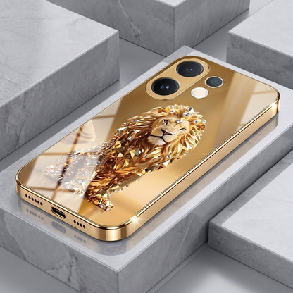 Vivo T4 Pro 5G Luxury Lion Gold Electroplated Glass Phone Back Case