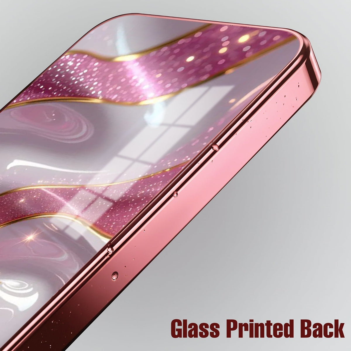 Vivo T5x 5G Pearl Marble Pink Electroplated Glass Phone Back Case
