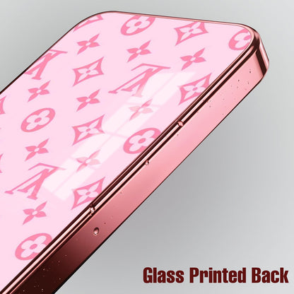 Vivo V70 FE 5G Luxury Monogram Pink Electroplated Glass Phone Back Case