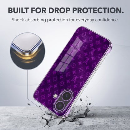 iPhone 16 Plus 5G Monogram LV Purple Printed  Frameless Back Case