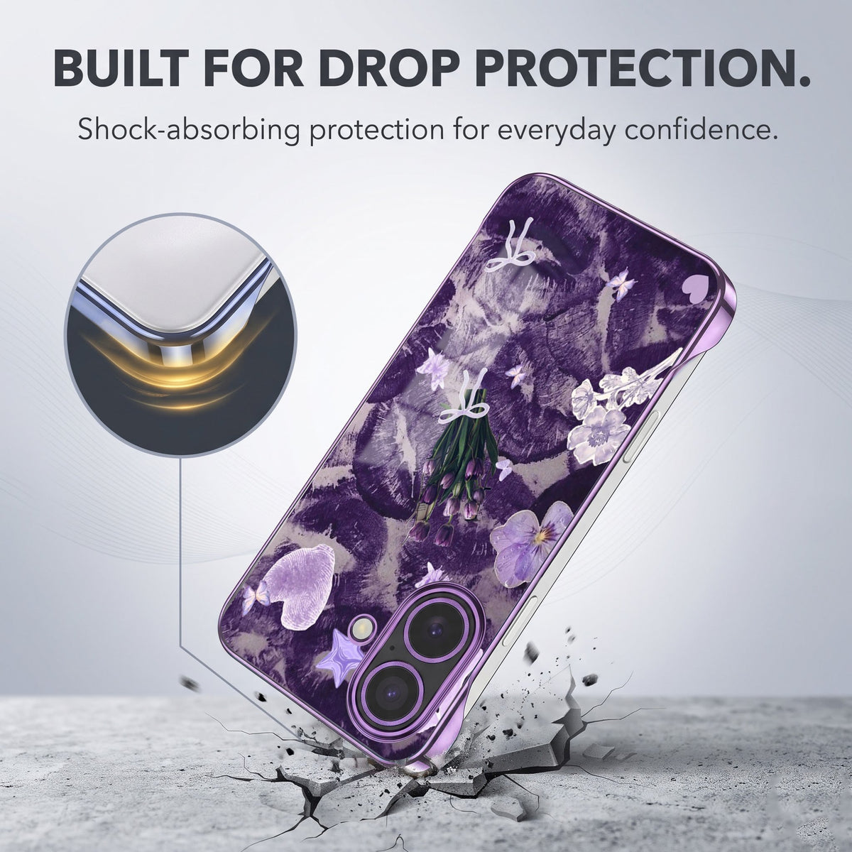iPhone 16 Plus 5G Lavender Kiss Purple Printed  Frameless Back Case