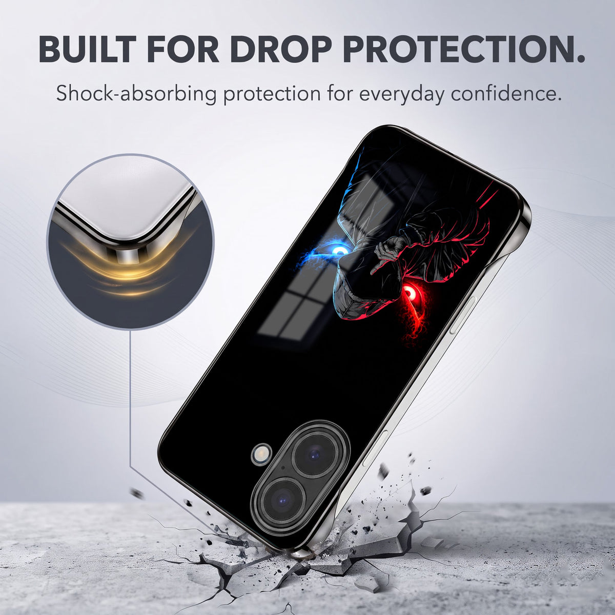 iPhone 16 Plus 5G Hooded Shadow Black Printed  Frameless Back Case