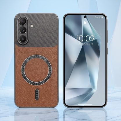 Samsung Galaxy A27 5G Carbon Fiber Leather Hybrid MagSafe Magnetic Case