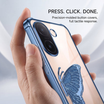 Vivo V60e 5G Premium Butterfly Glitter Stand Transparent Shockproof Airbag Phone Case