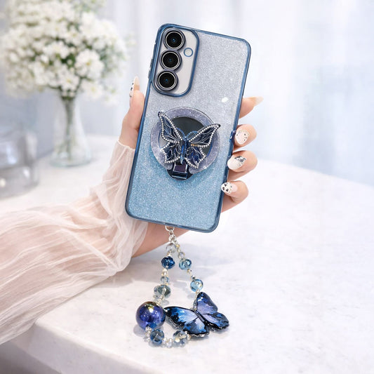 Samsung Galaxy A35 5G Stunning Shimmer Electroplating Butterfly Stand Charm Case